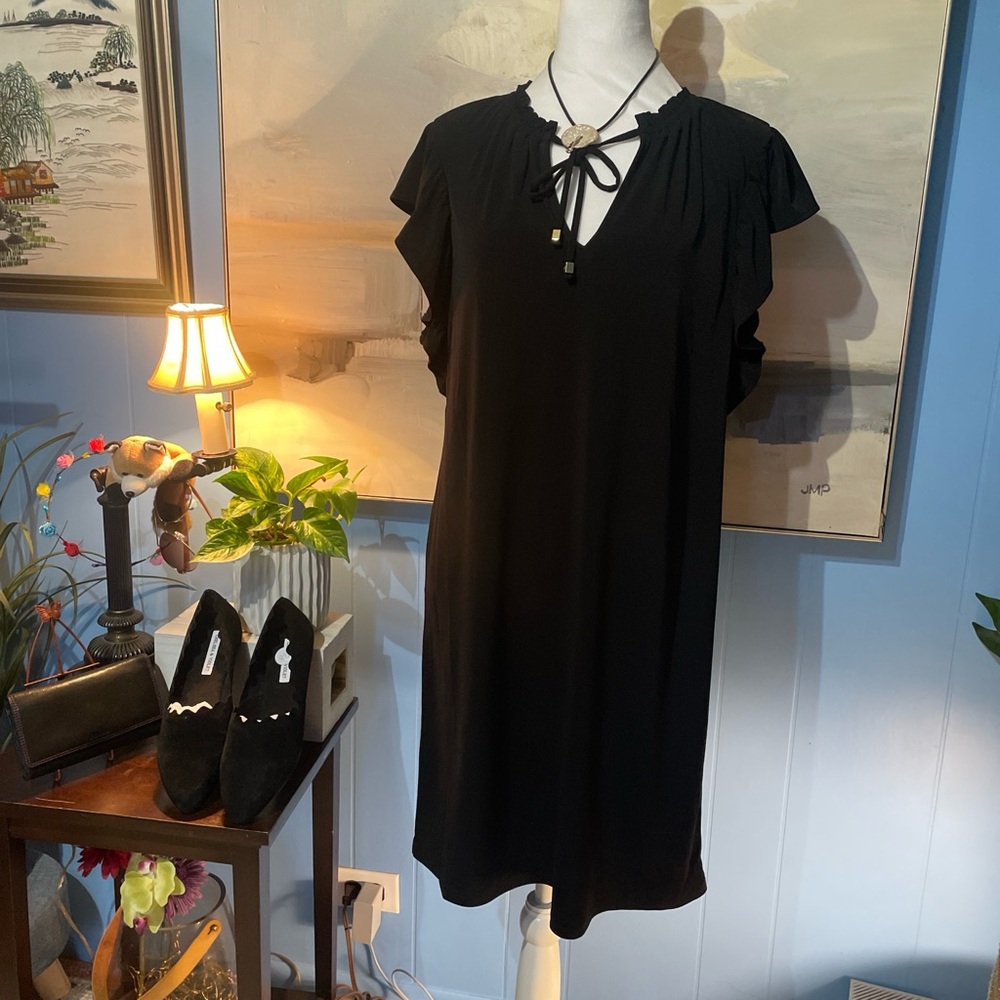 Michael Kors Elegant Black Midi Dress
